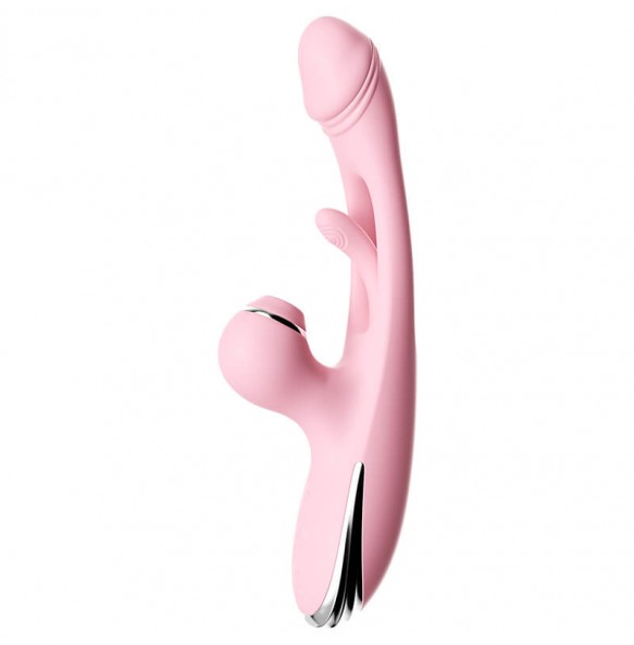 MizzZee - Red Heart Suction Slap Vibrator (Chargeable - Pink)